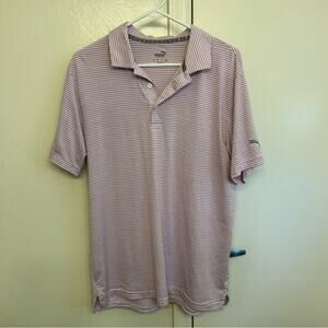PUMA Golf Men’s Stripe Polo Shirt Medium Lupine Heather Purple Performance